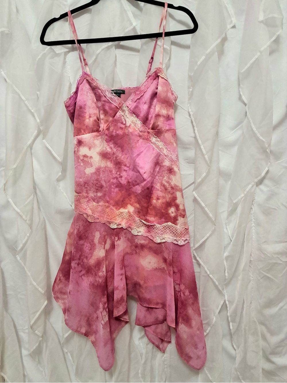 wild fable Pink Tie-Dye Lace Trim Slip Dress